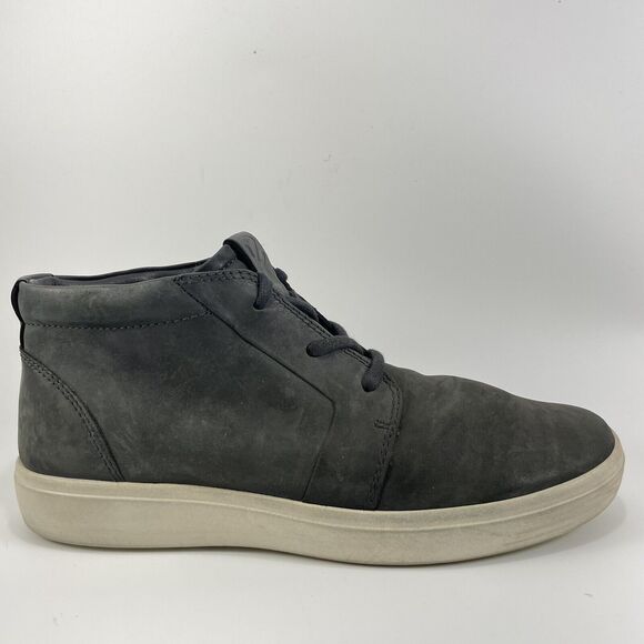 Ecco Soft 7 Chukka Ankle Boots Mens Size 8 Black Nubuck Leather Casual Lace Up